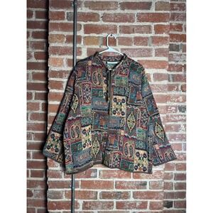 Two-Twenty Collection Tapestry Jacket XL Multi Color Elephant Paisley Patchwork